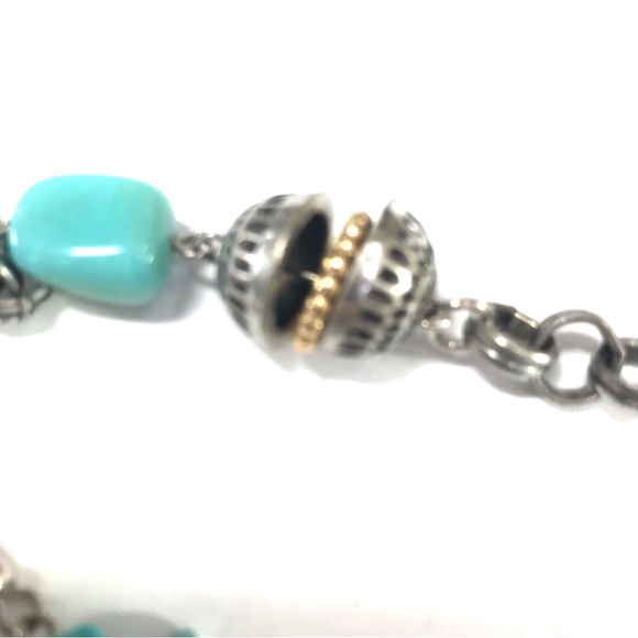 NWT Ruby Rd Safari Double Strand Necklace Turquoise Bamboo Brown Silver Tone NEW - Picture 8 of 8